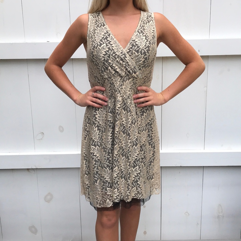 Cream lace dress with black undertone